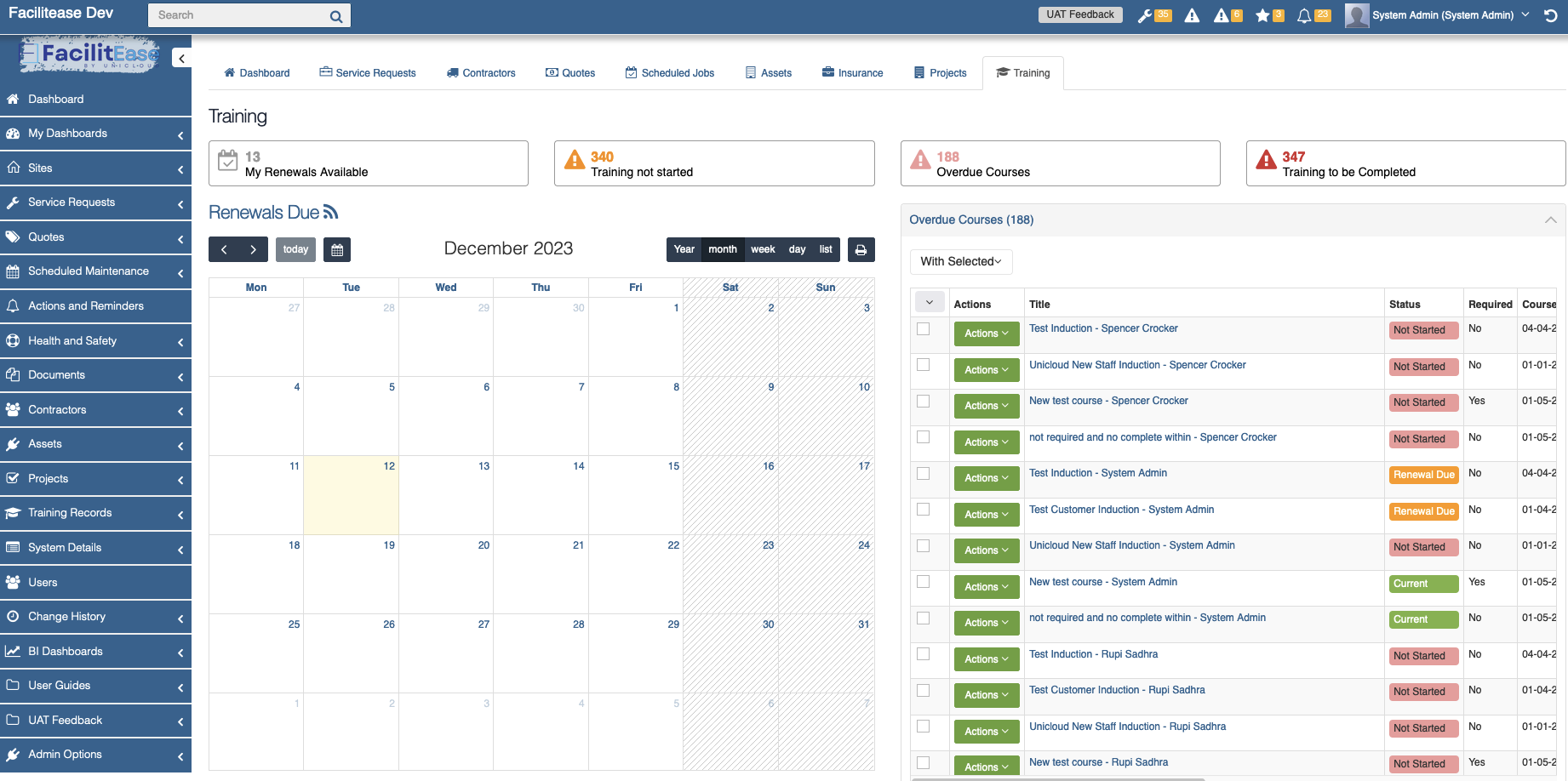 Training Tracking Module